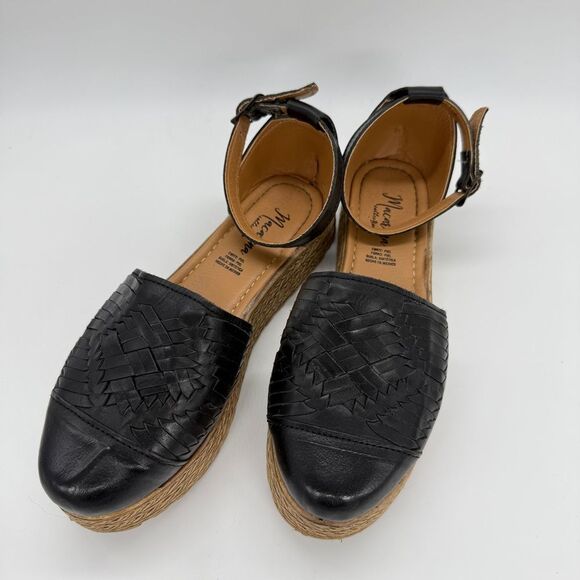 Macarena Collection Women's Black Tan Espadrilles Platform Sandals Shoes Size 7 - Picture 2 of 12